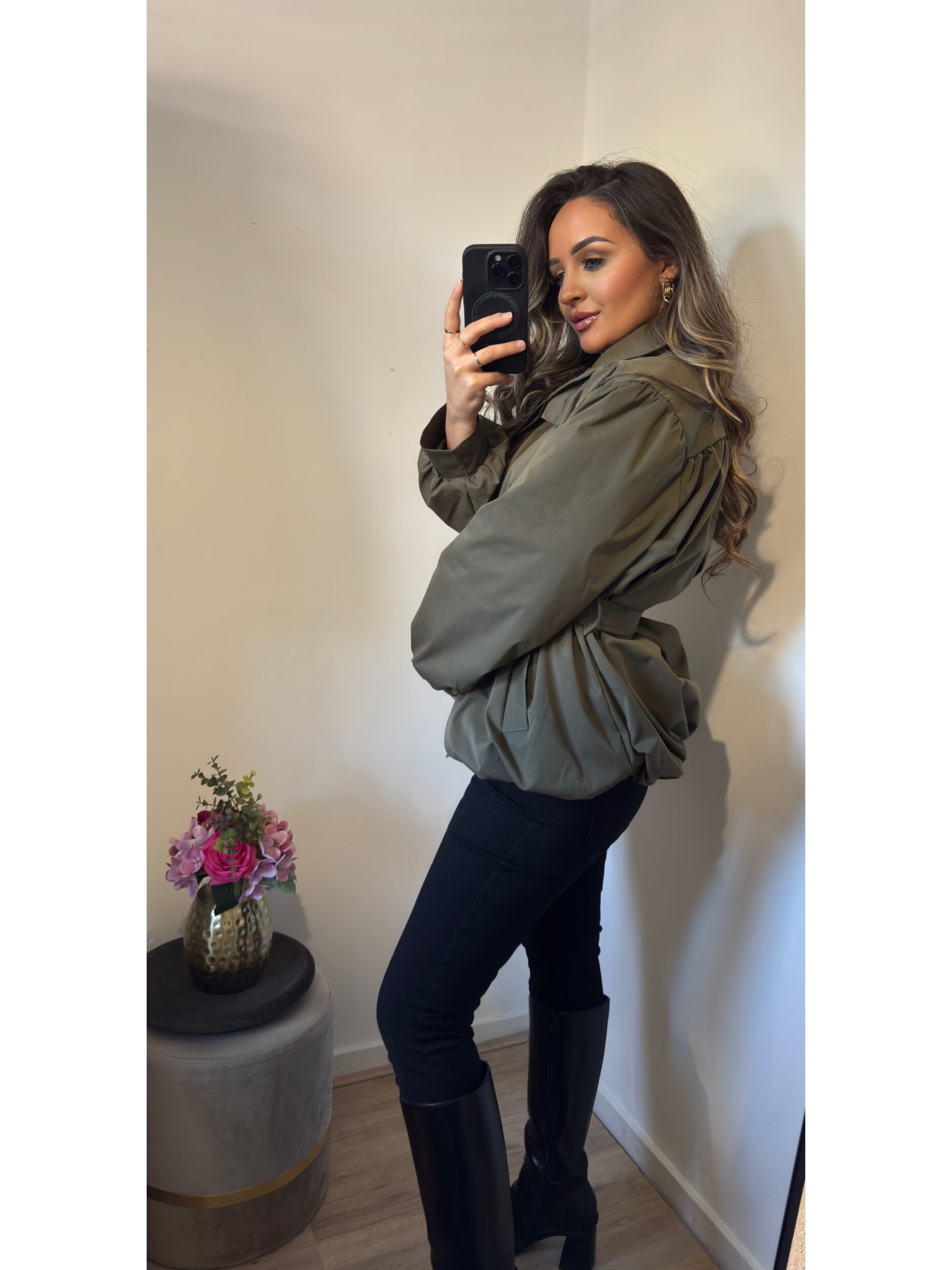 Trenchcoat short puf green