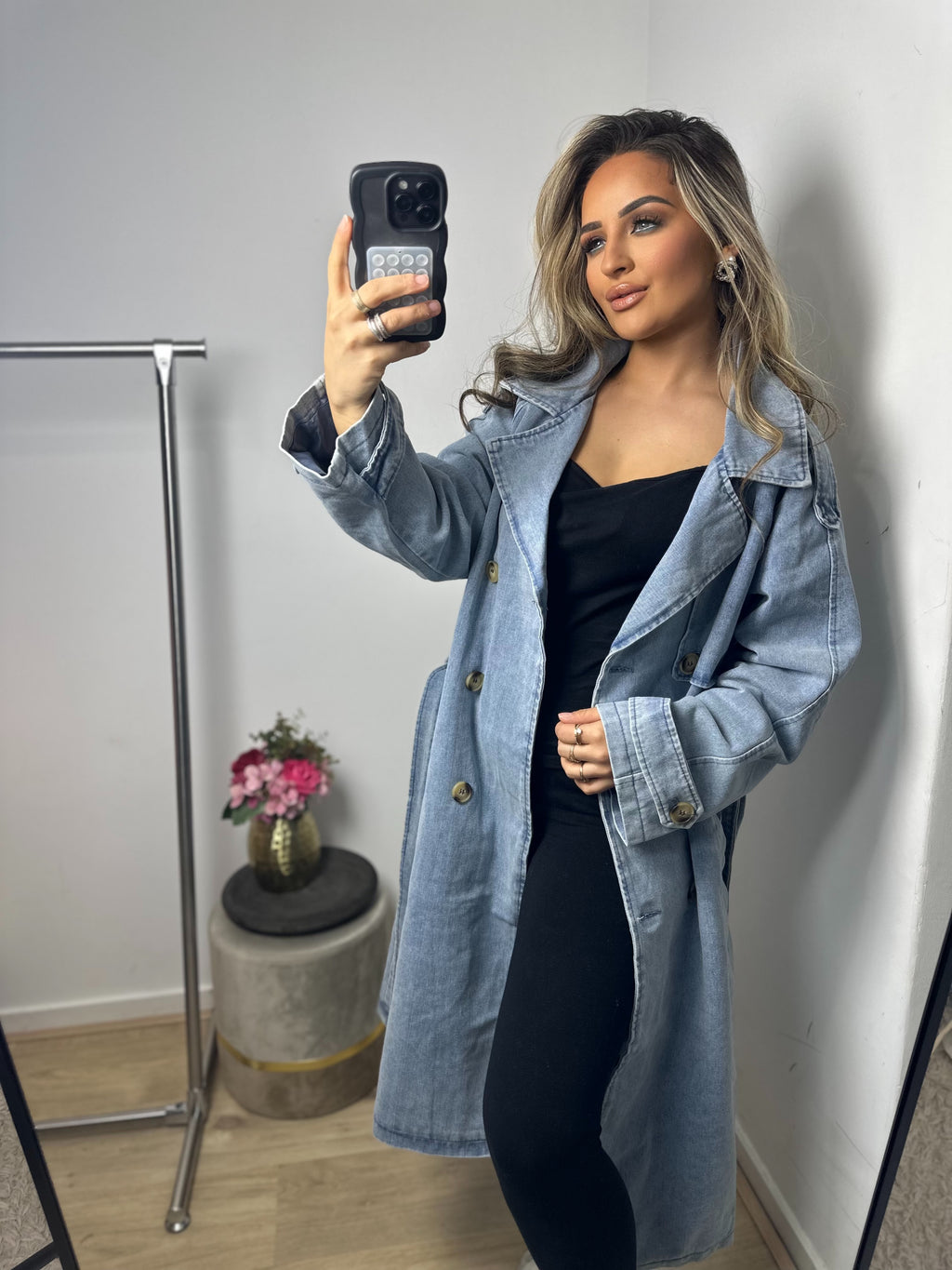 Denim jas trenchcoat Elodie blauw