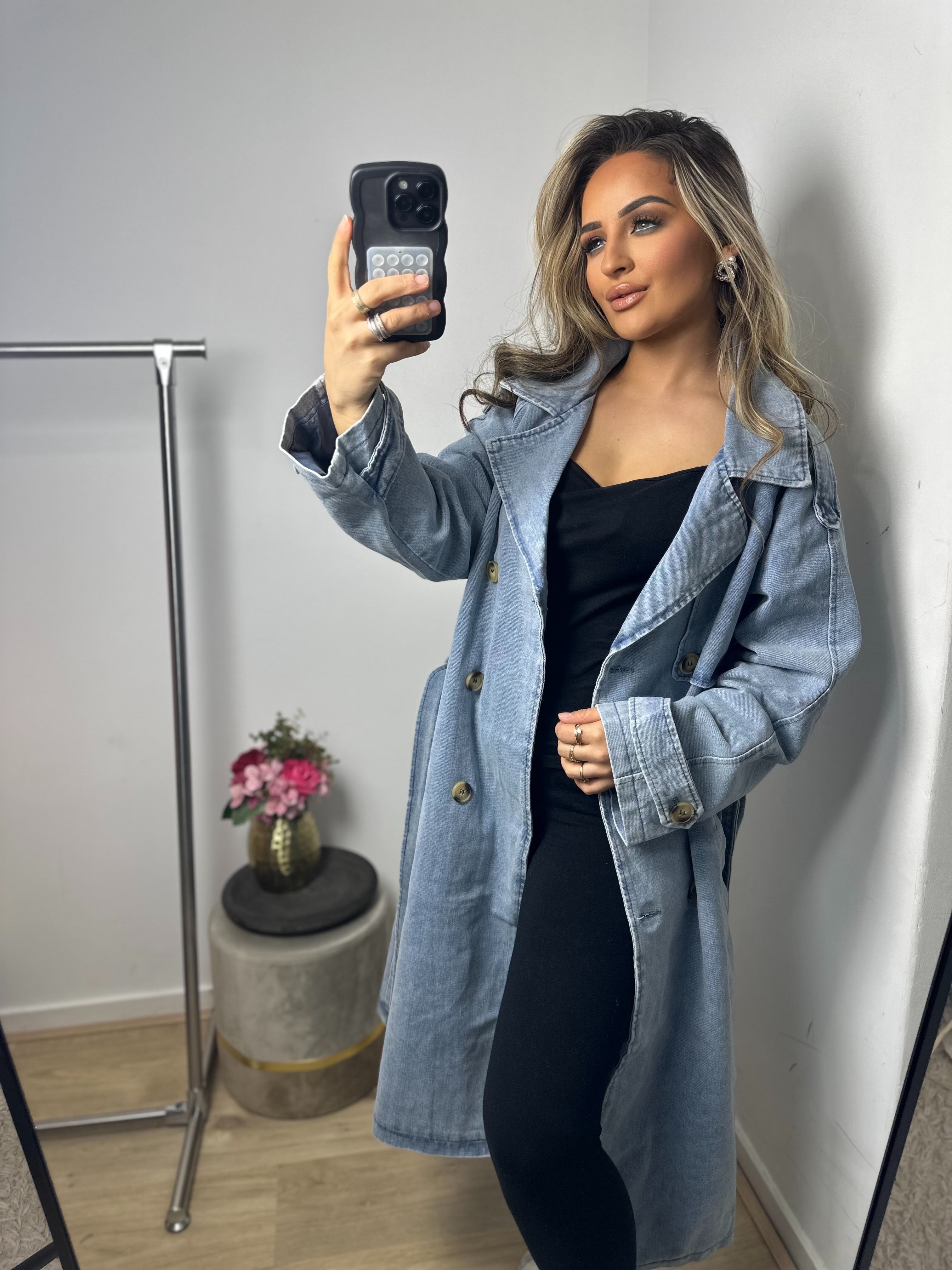 Denim jas trenchcoat Elodie blauw