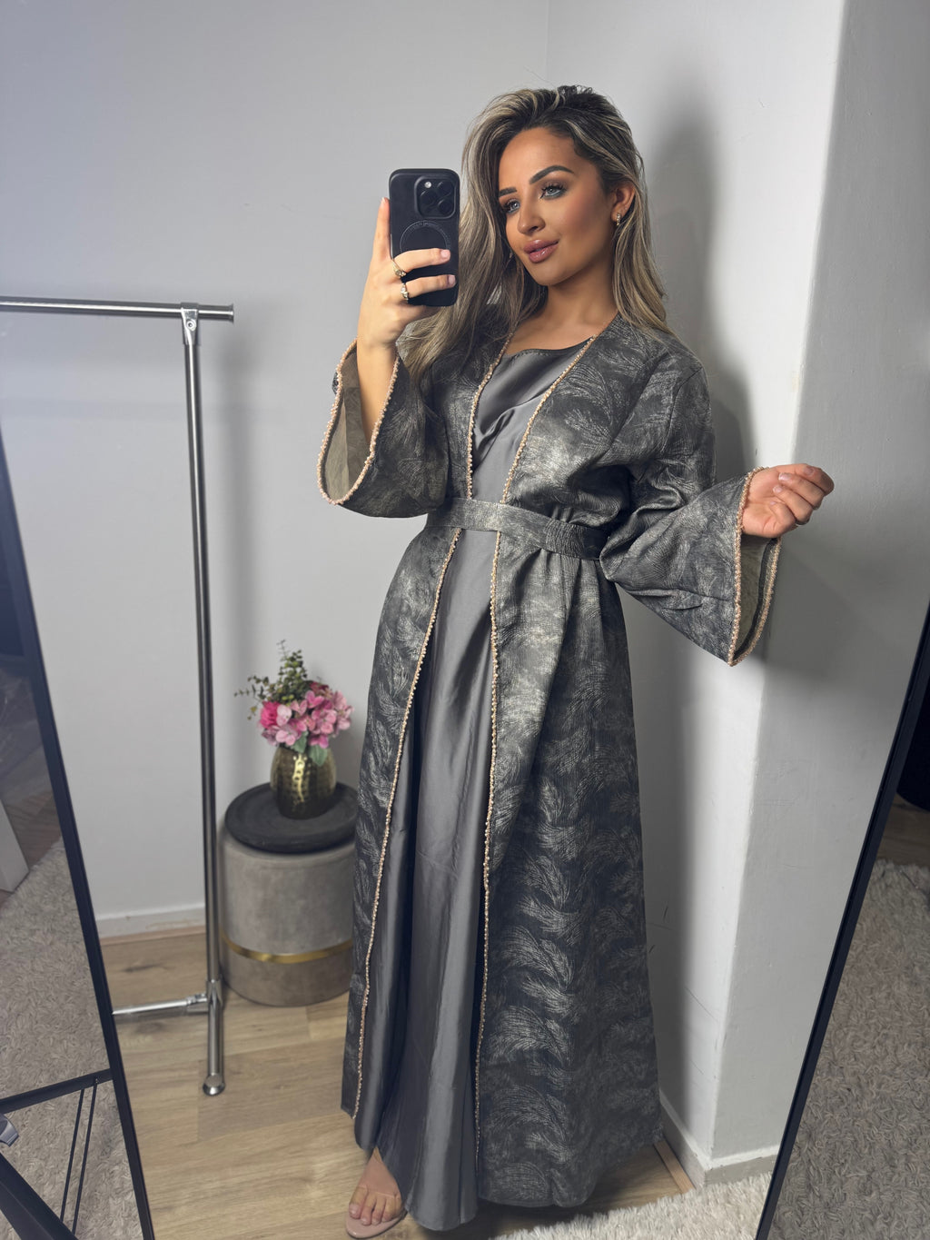 Premium abaya Safiya grijs
