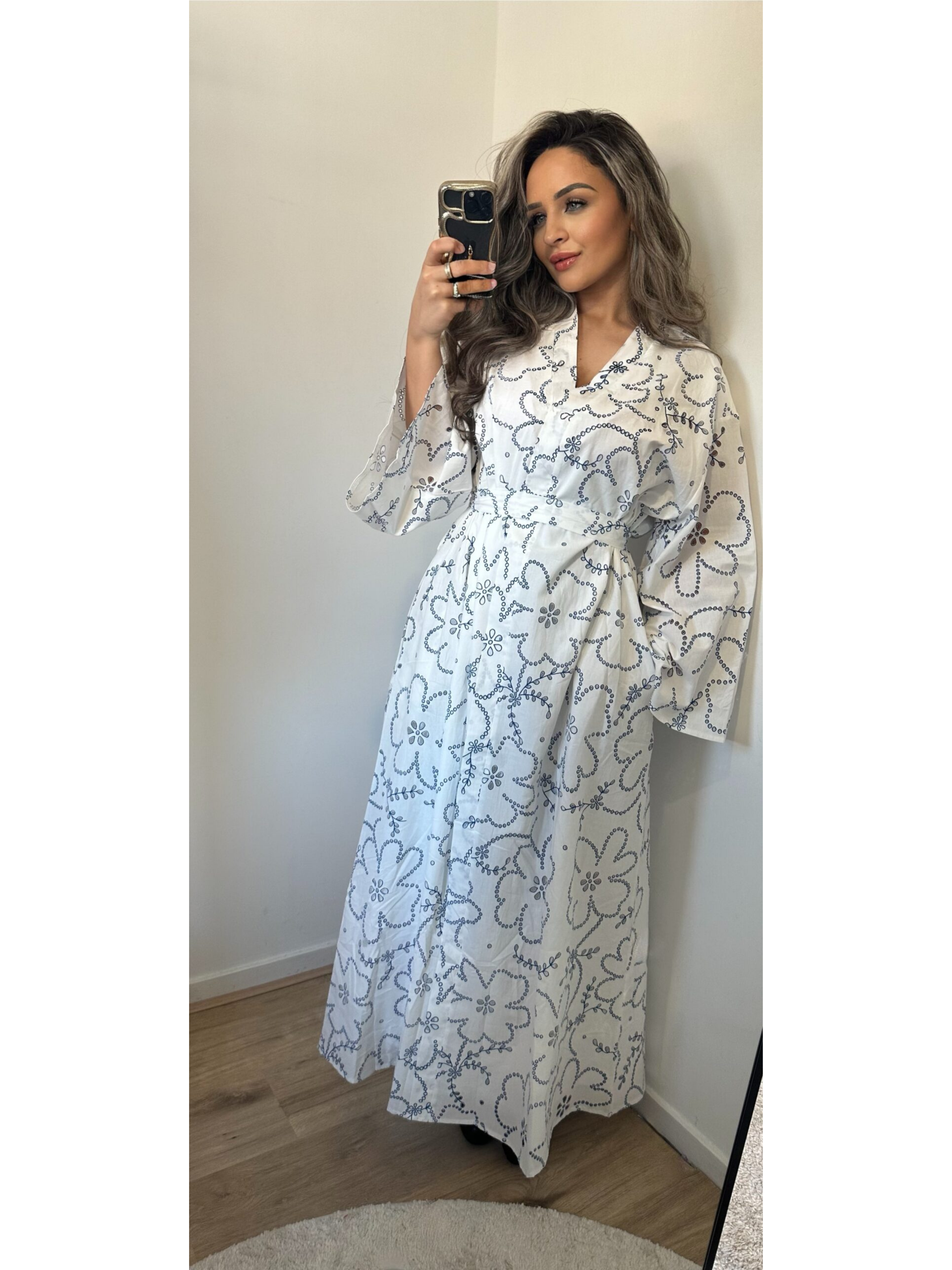 Jurk Alisa wit/blauw