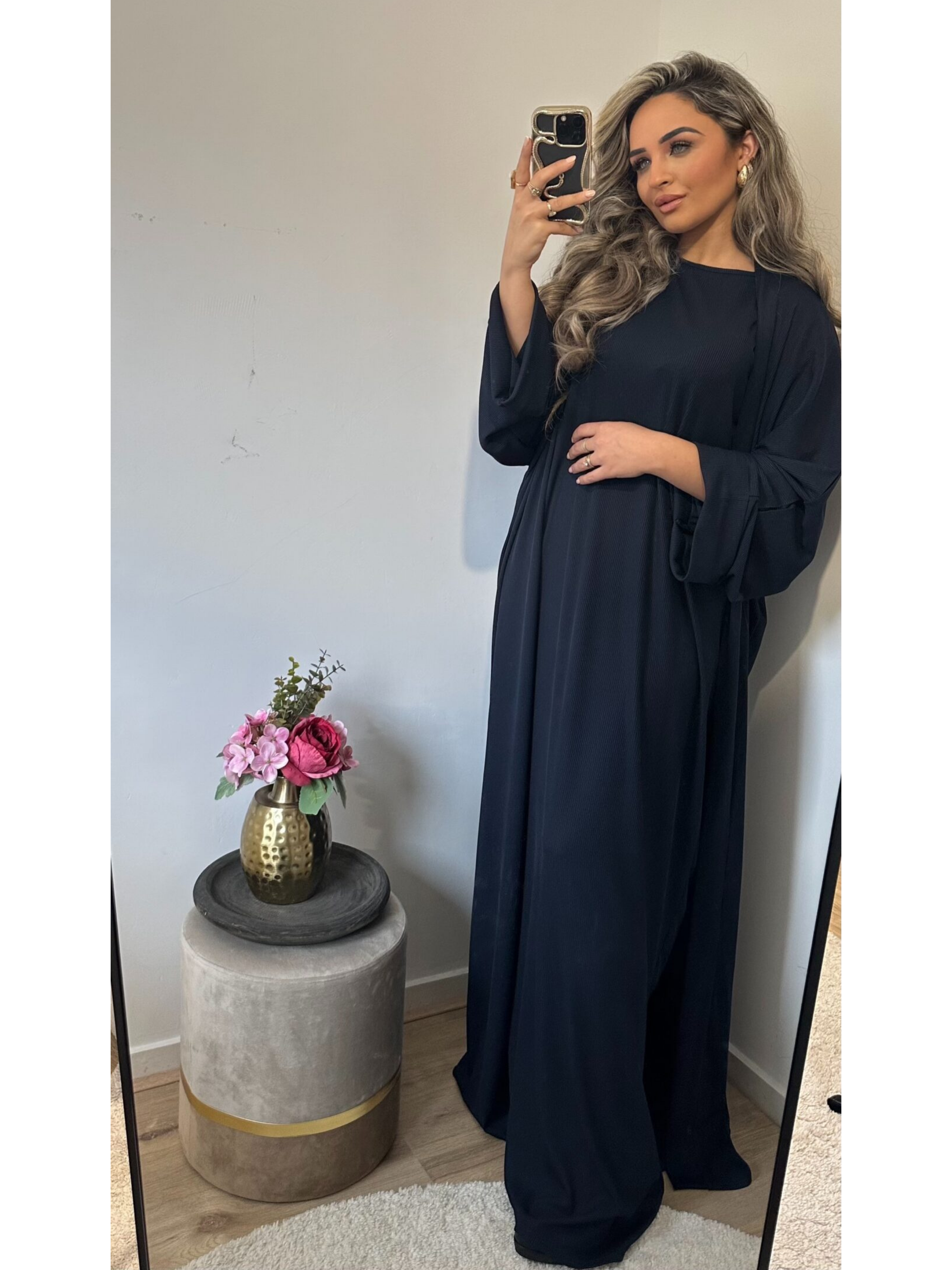 Kimono met onderjurk Rose Donkerblauw