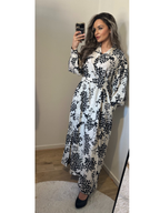 Jurk Flower wit/zwart