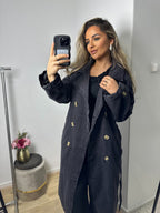 Denim jas trenchcoat Elodie grijs
