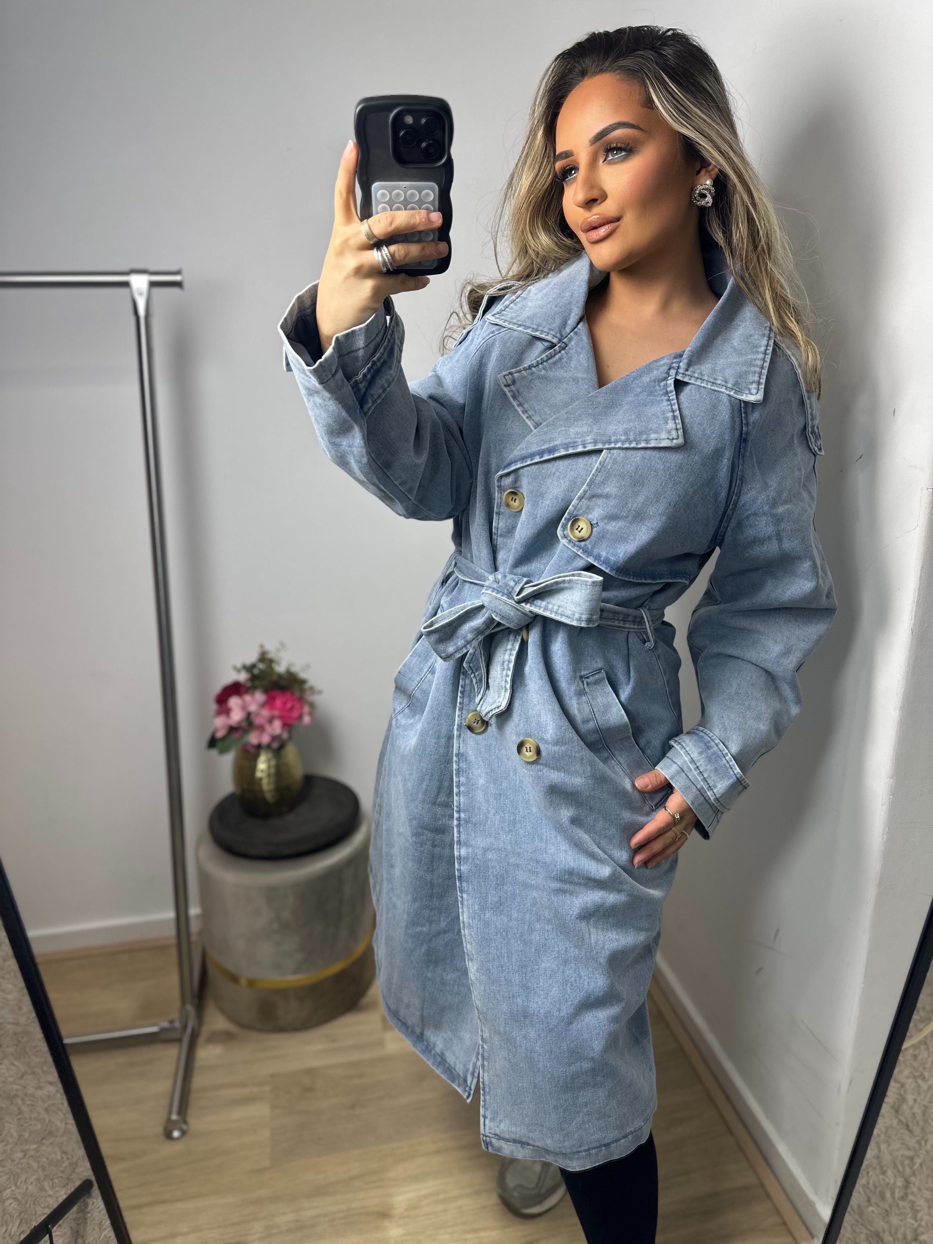 Denim jas trenchcoat Elodie blauw
