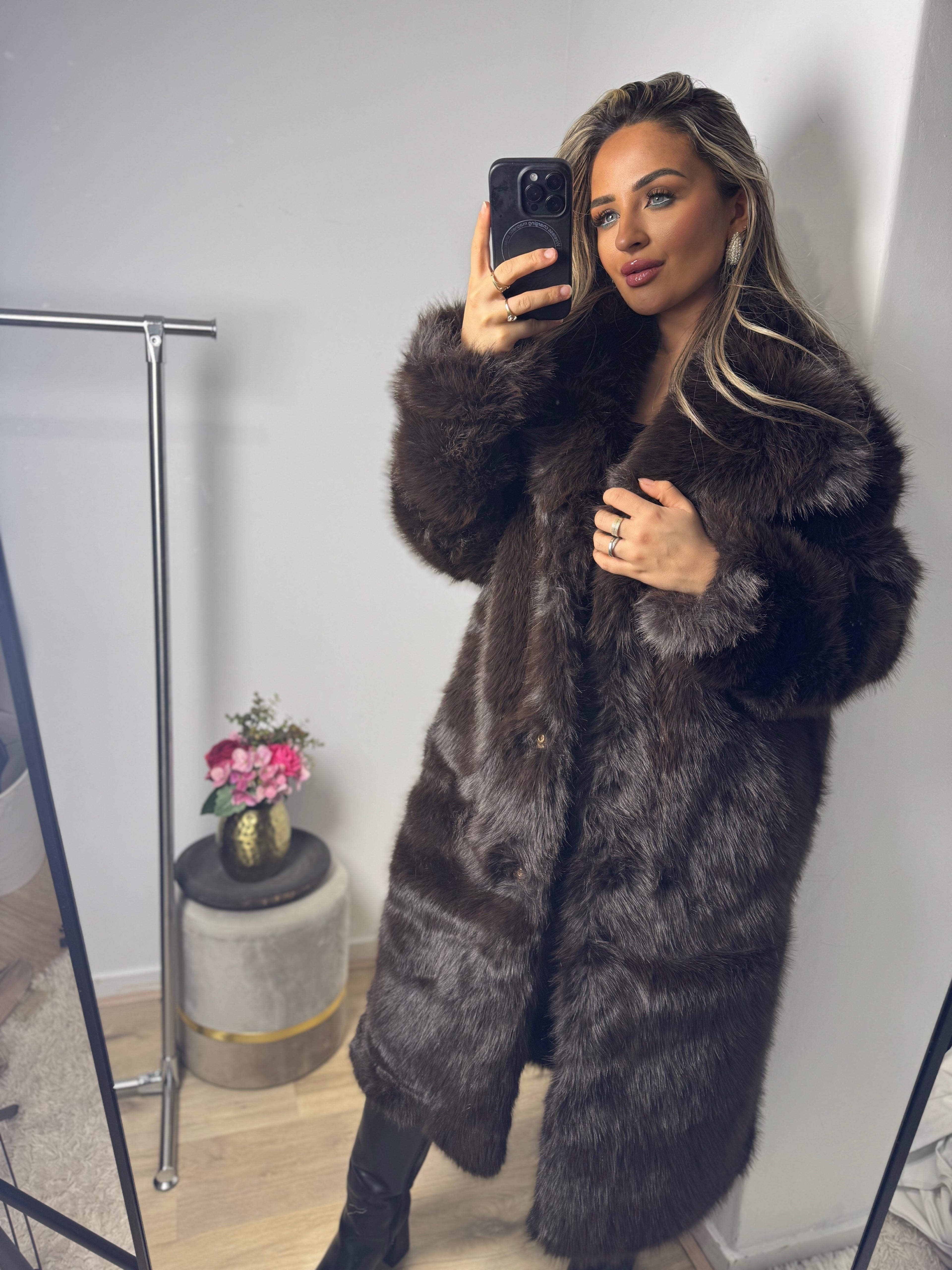 Bontjas Long donkerbruin