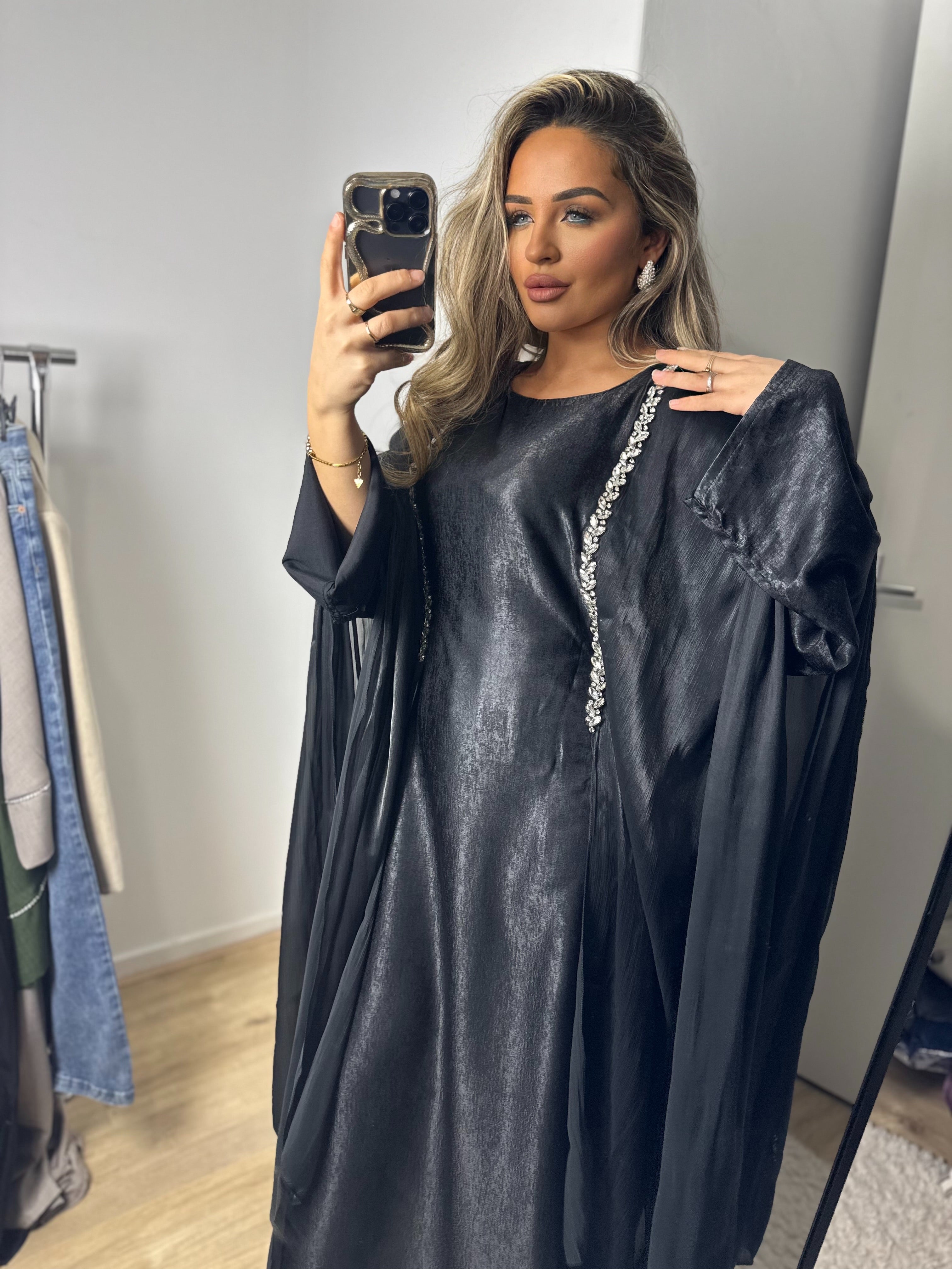 Dubai abaya diamond zwart