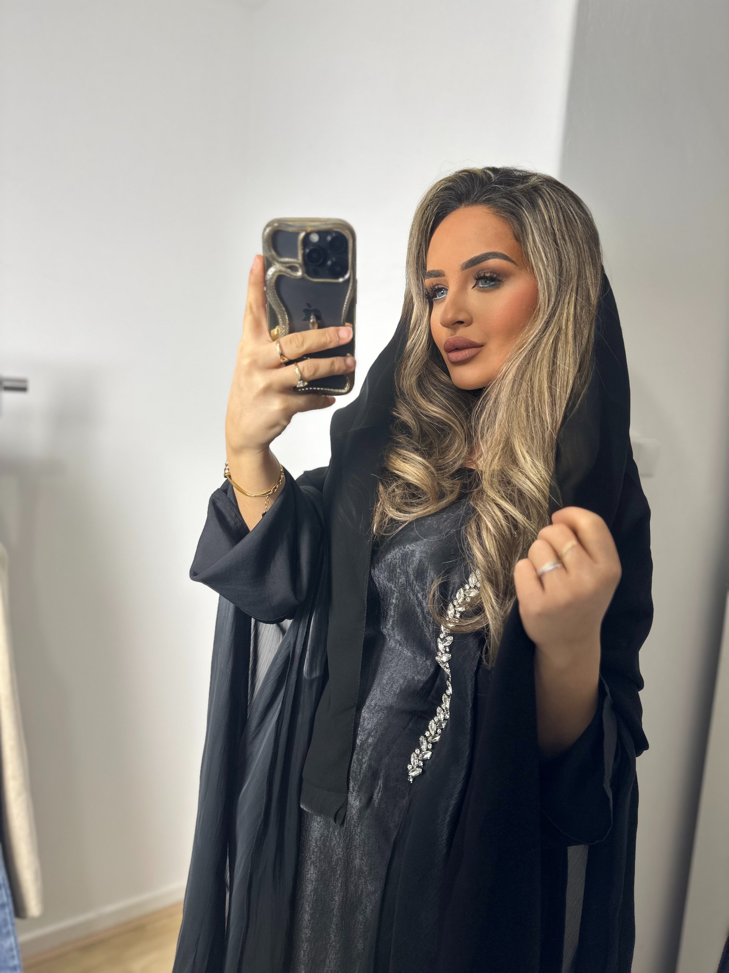 Dubai abaya diamond zwart