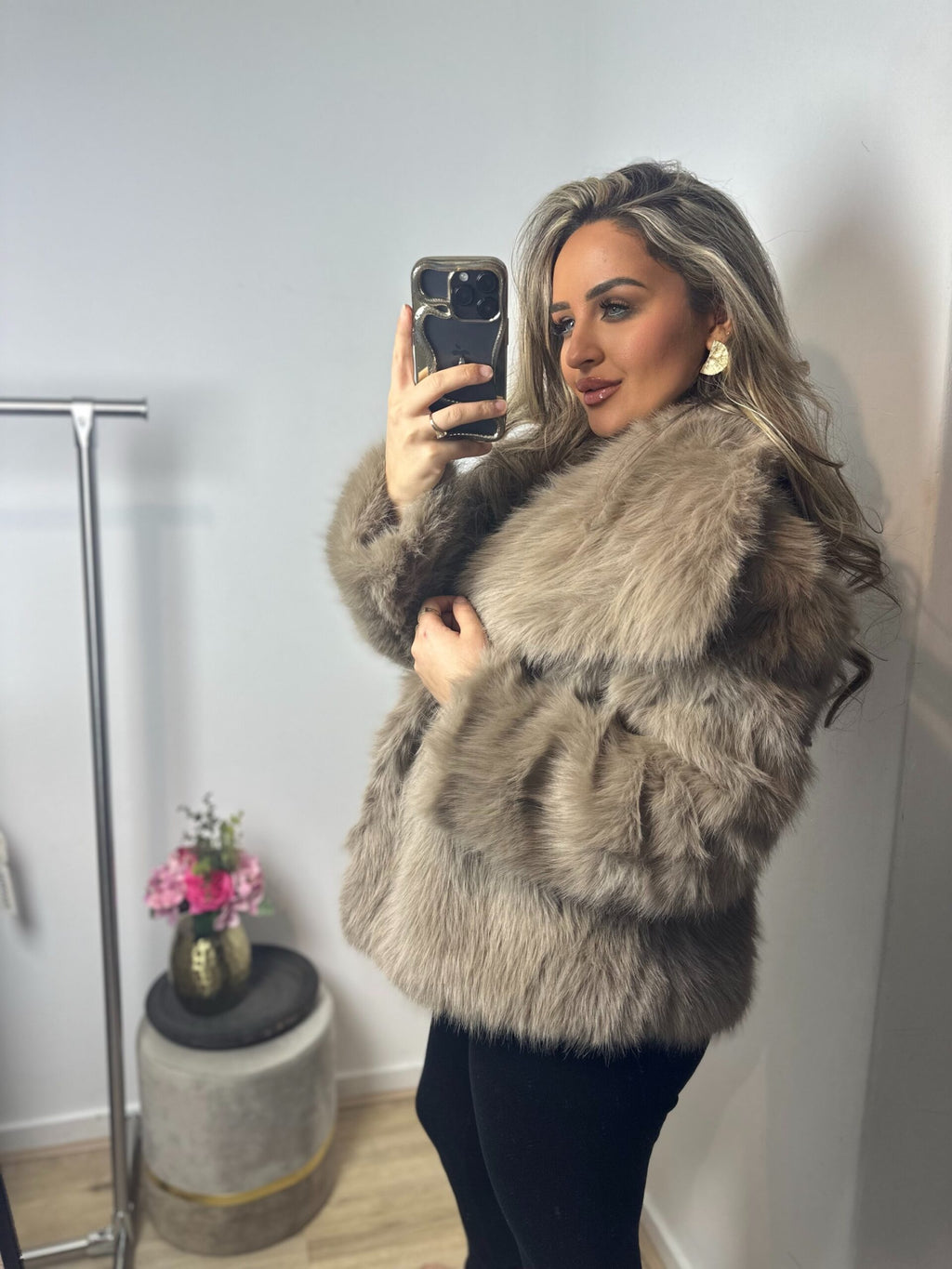 Bontjas short lichtbruin